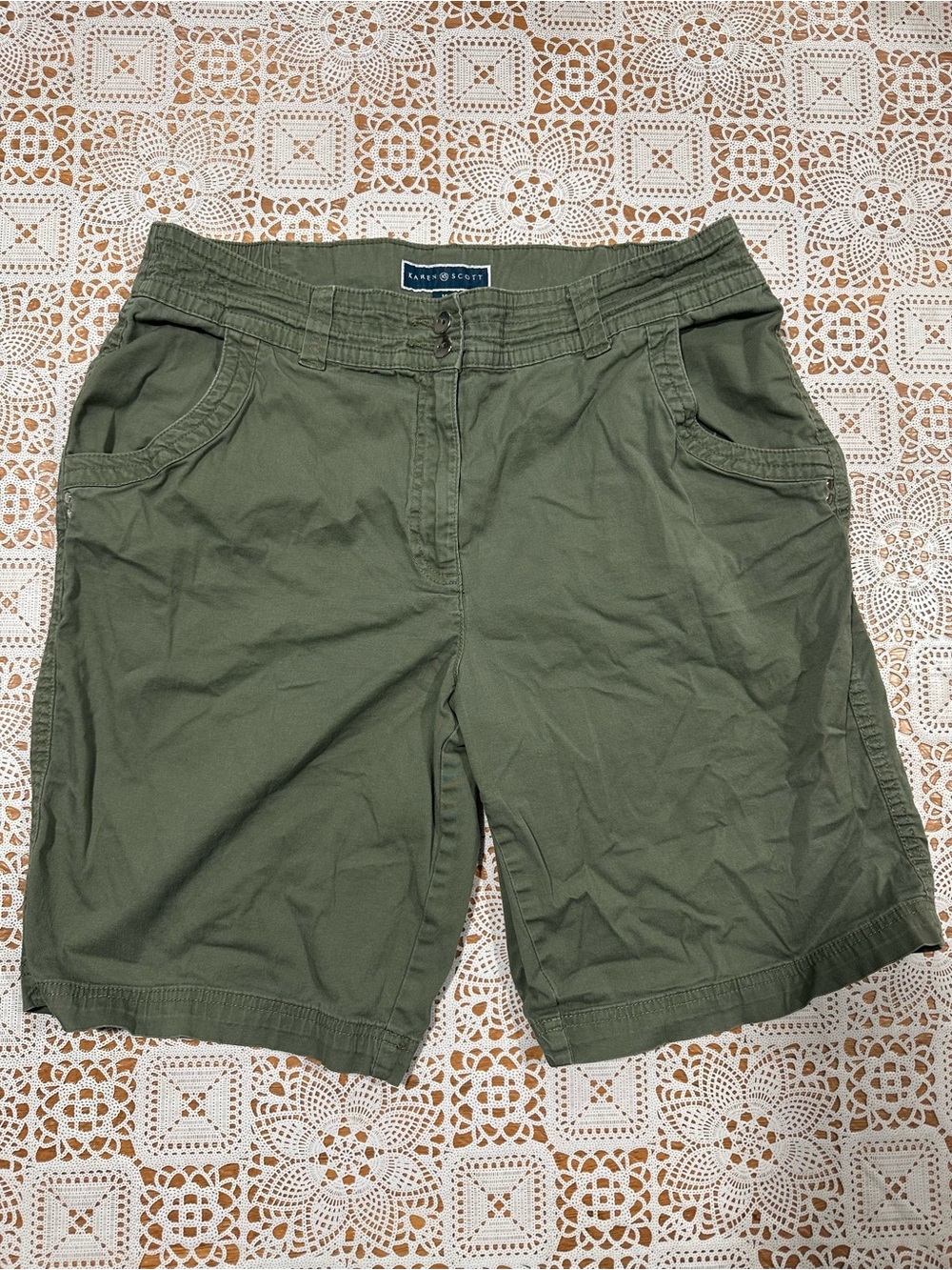 Karen Scott Olive Green Bermuda Shorts Women’s Size 14